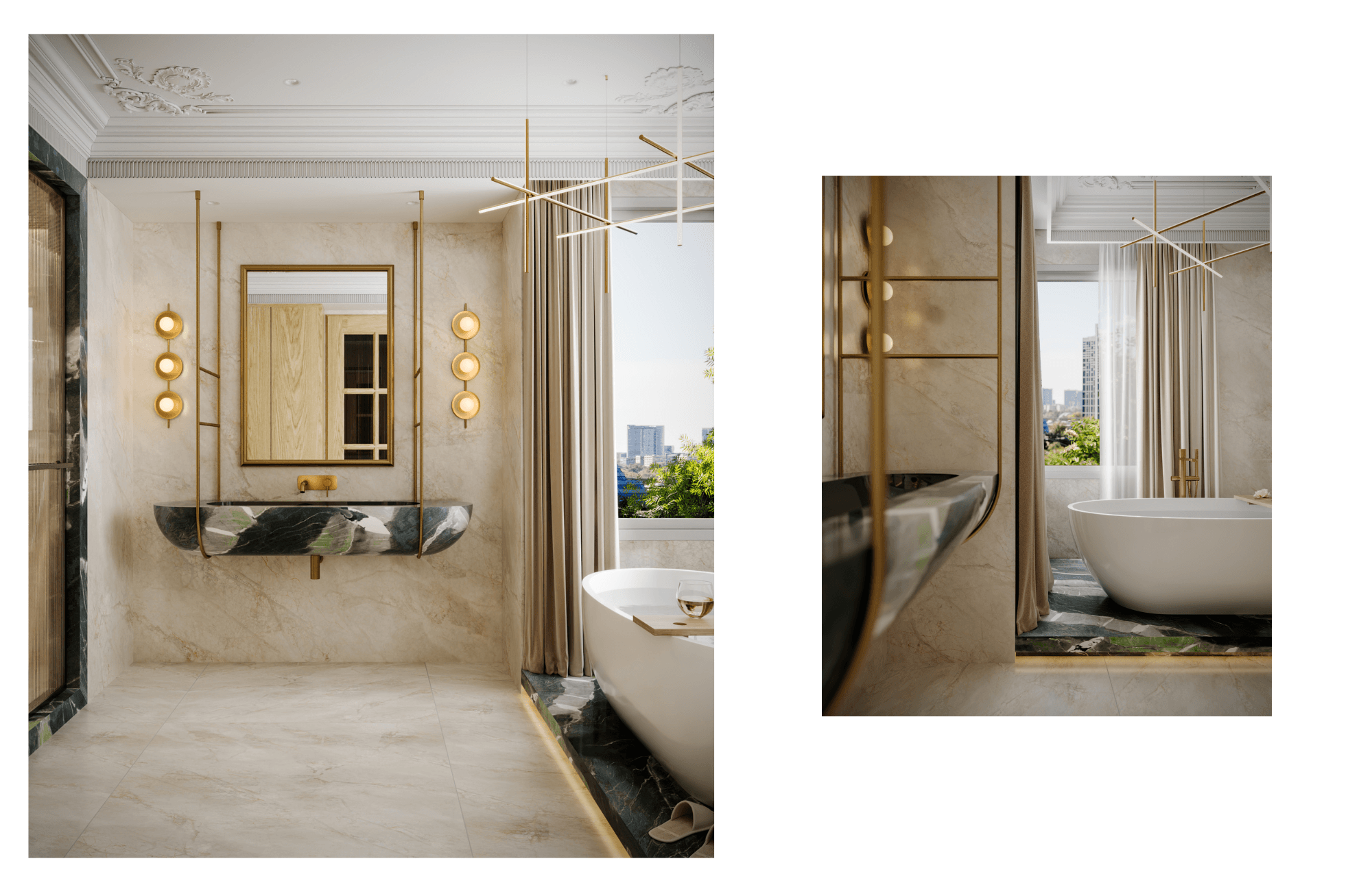 Minimal architectural composition with layered materials and soft contrast